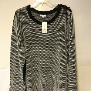 NWT Charter Club Women's Plus Size 3X Core Table Sweater Black/White